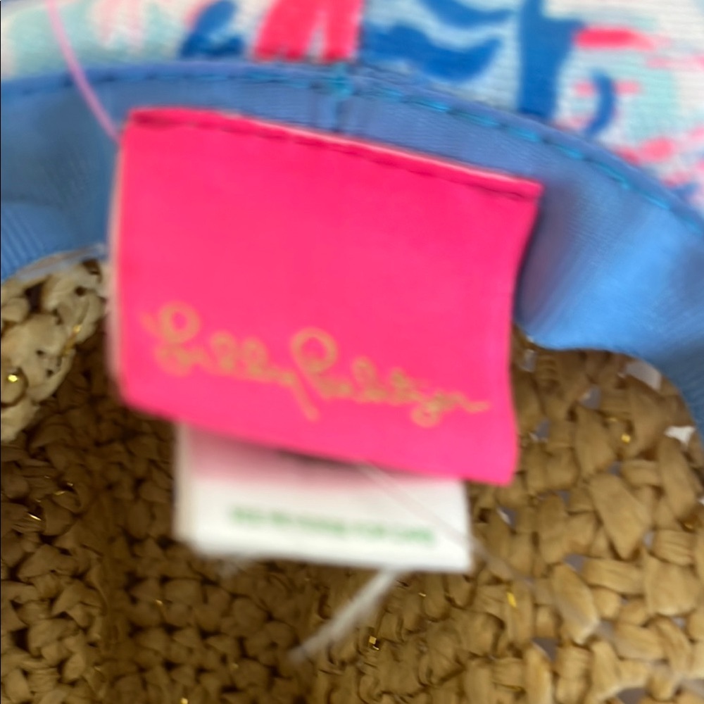 NWT Lilly Pulitzer Blue and Pink Wide-Brim Hat - Picture 11 of 14